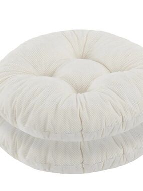 idee-home Chair Cushions Set of 2 Round White Ivory 15.5 X 15.5